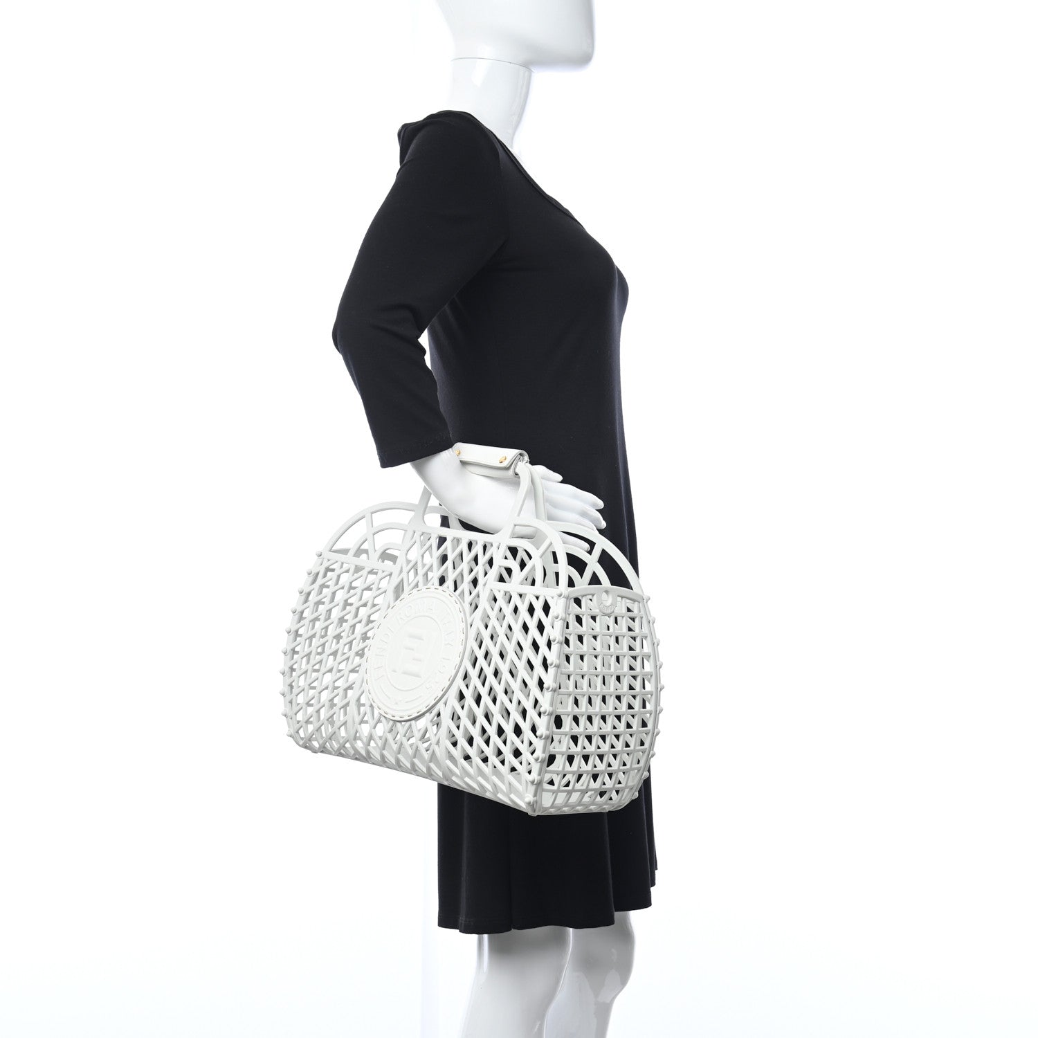 Fendi Recycled Plastic Vitello Liberty Matte Medium Fendi Basket White Ice 2 of 13