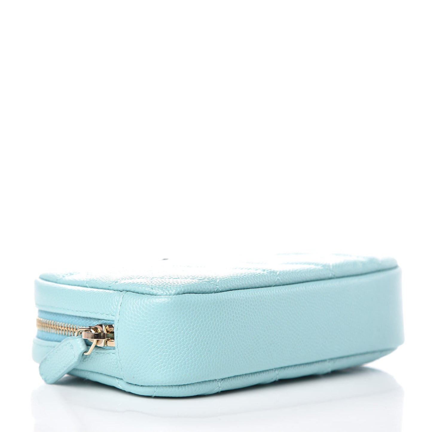 Caviar Quilted Small Curvy Pouch Cosmetic Case Light Blue