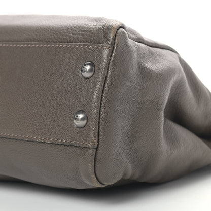 Fendi Goatskin Zucca Medium Peekaboo Iconic Satchel Grigio Tobacco Moro 10 of 12