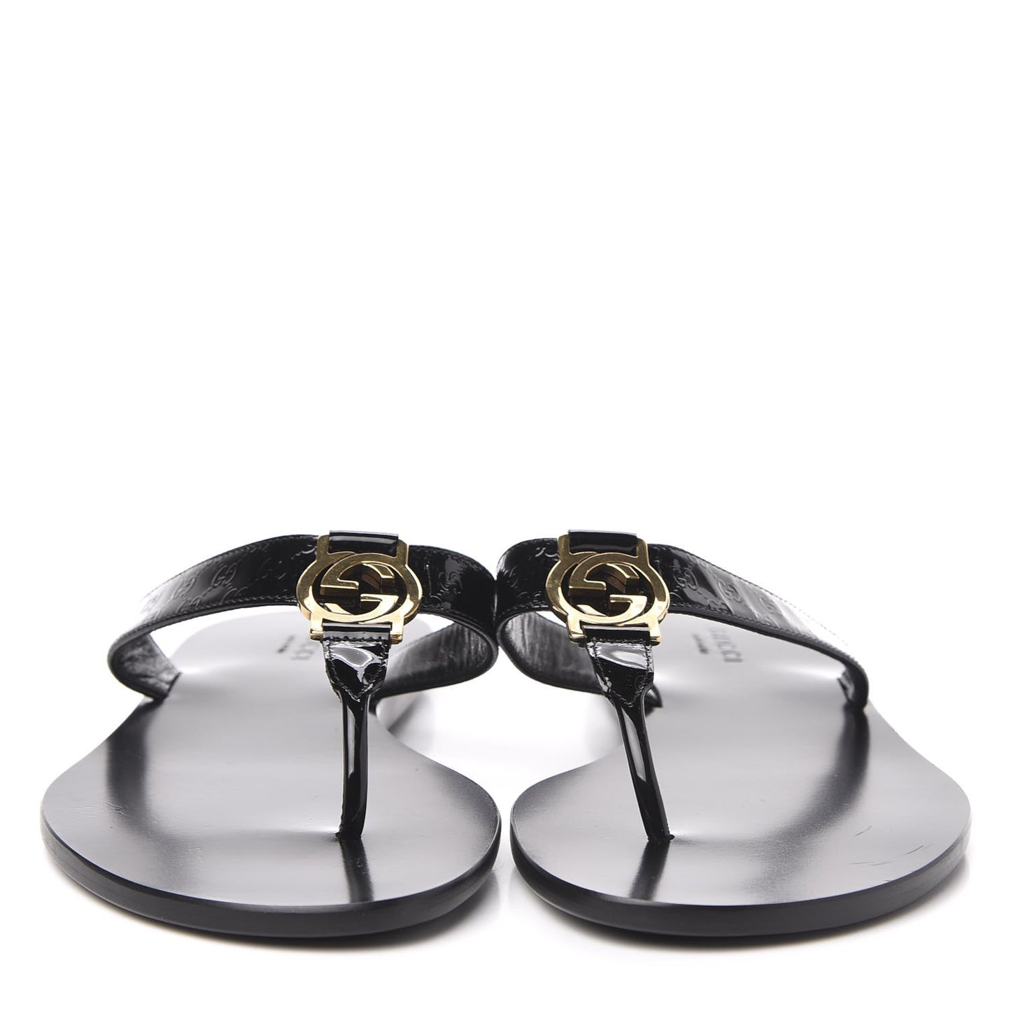 Patent Guccissima Thong Sandals 39 Black