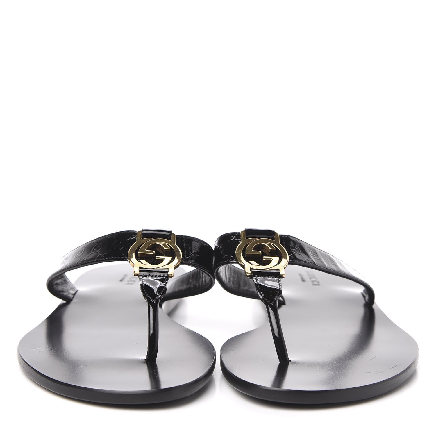 Gucci Patent Guccissima Thong Sandals 39 Black 2 of 11