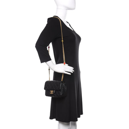 Chanel Lambskin Resin Quilted Mini Pearl Samba Square Flap Black 2 of 14