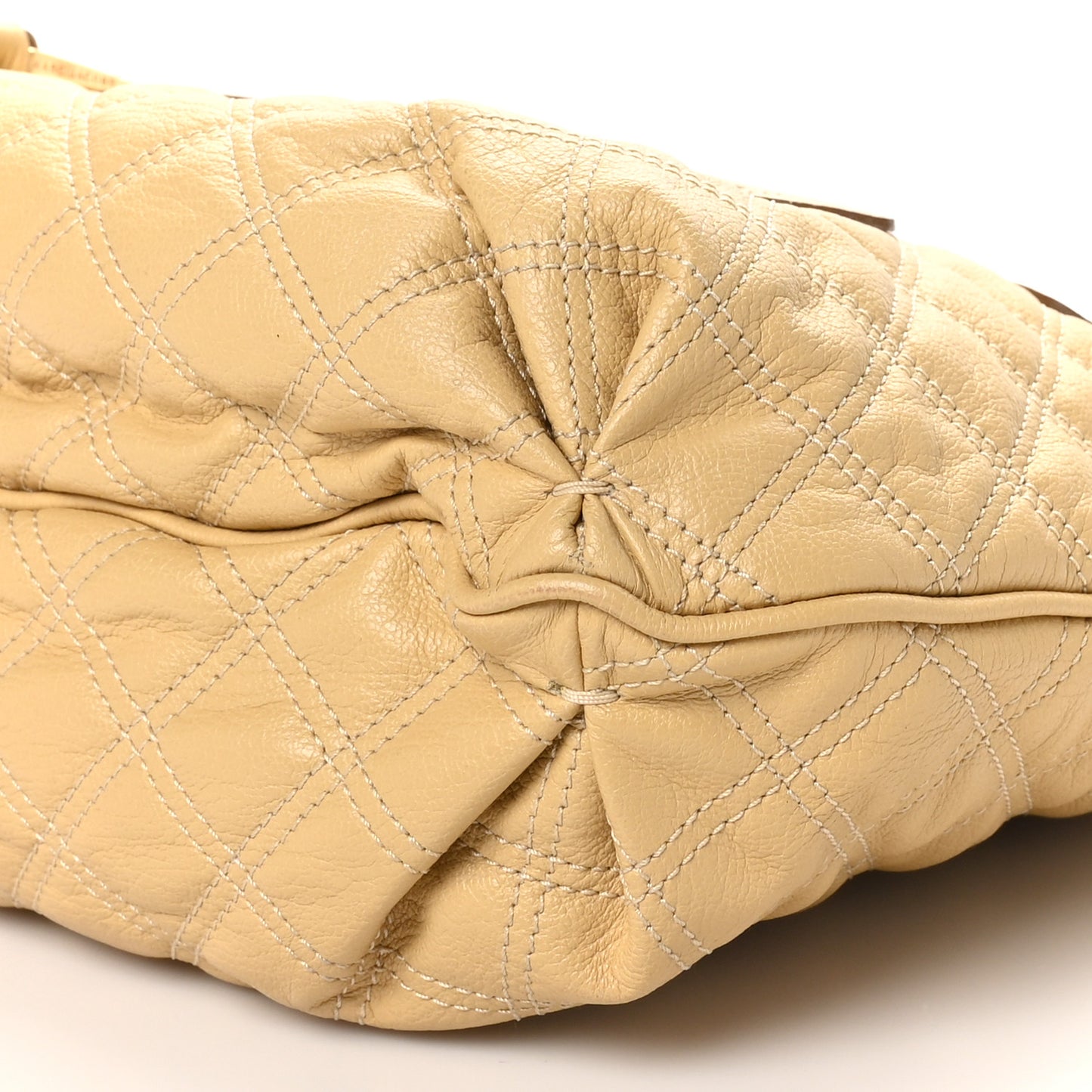 Calfskin Quilted Zipper Tote Beige