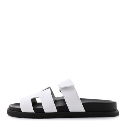 Hermes Calfskin Womens Chypre Sandals 38 White 1 of 9