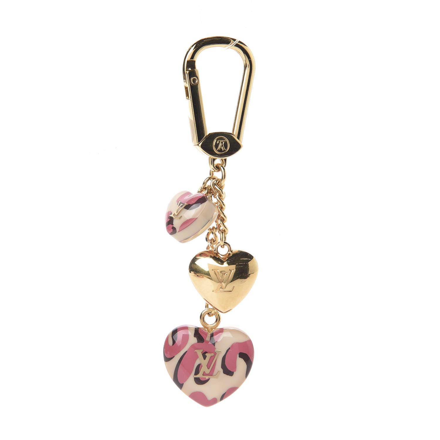 Louis Vuitton Leopard Heart Bag Charm Key Holder Blanc Corail 1 of 3