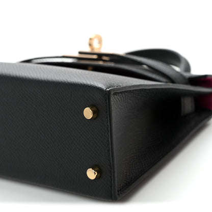 Hermes Epsom Horseshoe Mini Kelly Sellier 20 Black Rose Pourpre 8 of 9
