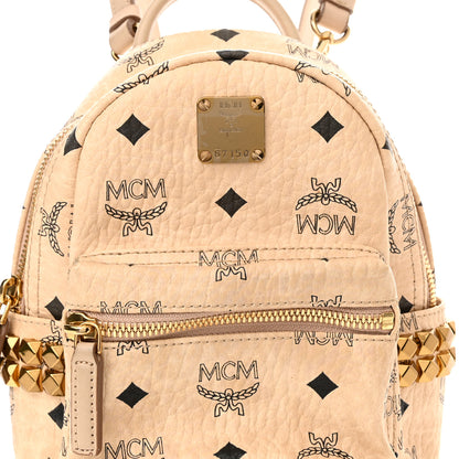 MCM Visetos Side Stud X-Mini Stark Bebe Boo Backpack Beige 7 of 10