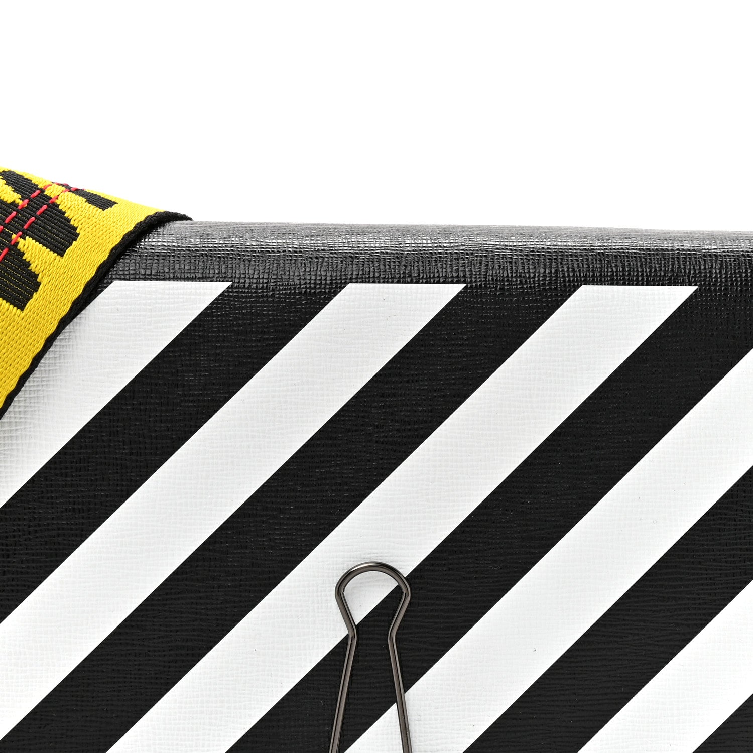 Off-White Saffiano Striped Mini Diag Binder Clip Bag Black White Yellow 8 of 11
