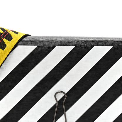 Off-White Saffiano Striped Mini Diag Binder Clip Bag Black White Yellow 8 of 11