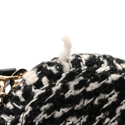 Chanel Tweed Shearling Round Clutch With Chain and Coin Purse Black and White 14 of 14