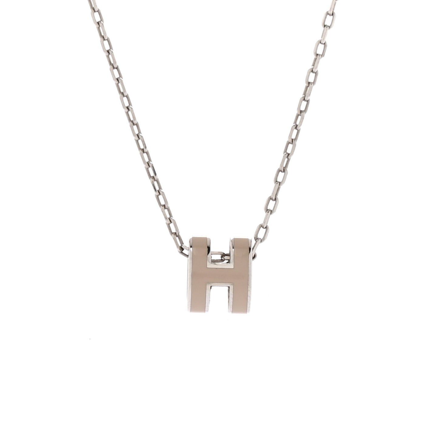 Palladium Mini Pop H Pendant Necklace Marron Glace