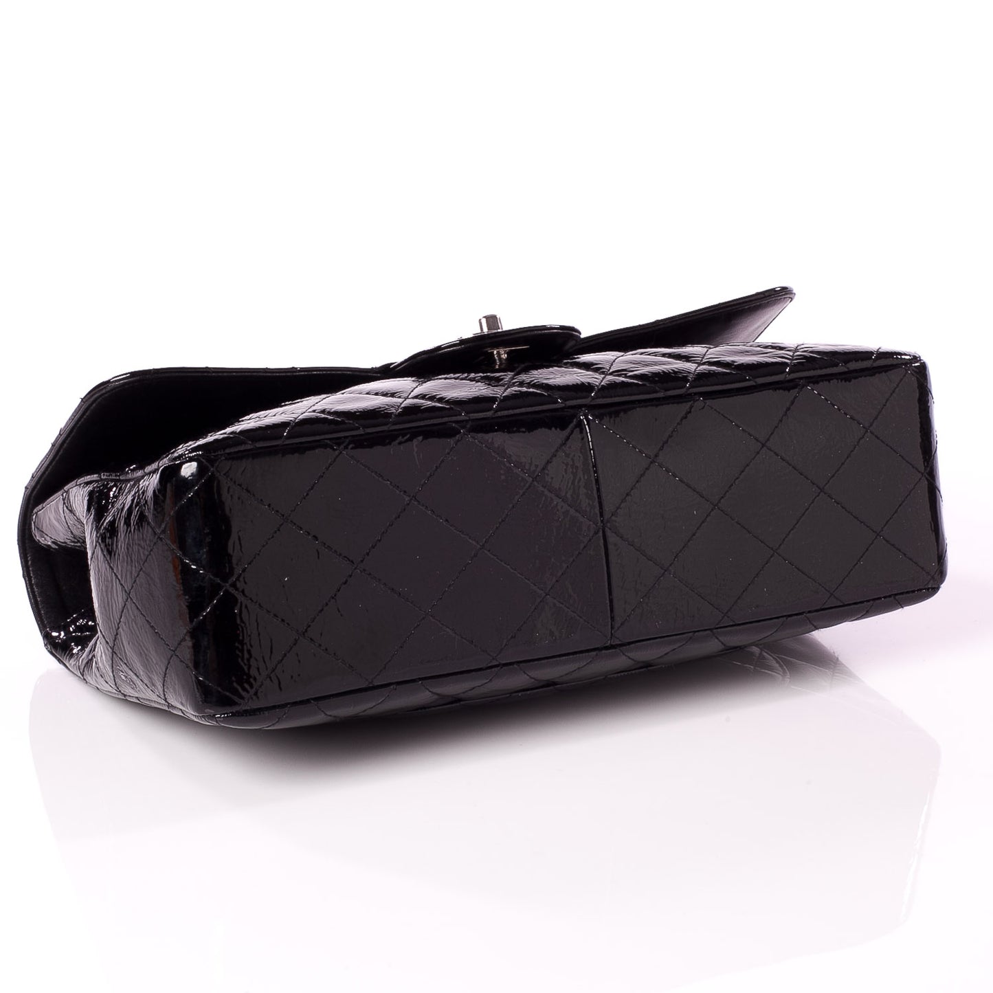 Distressed Patent Jumbo Single Flap Black