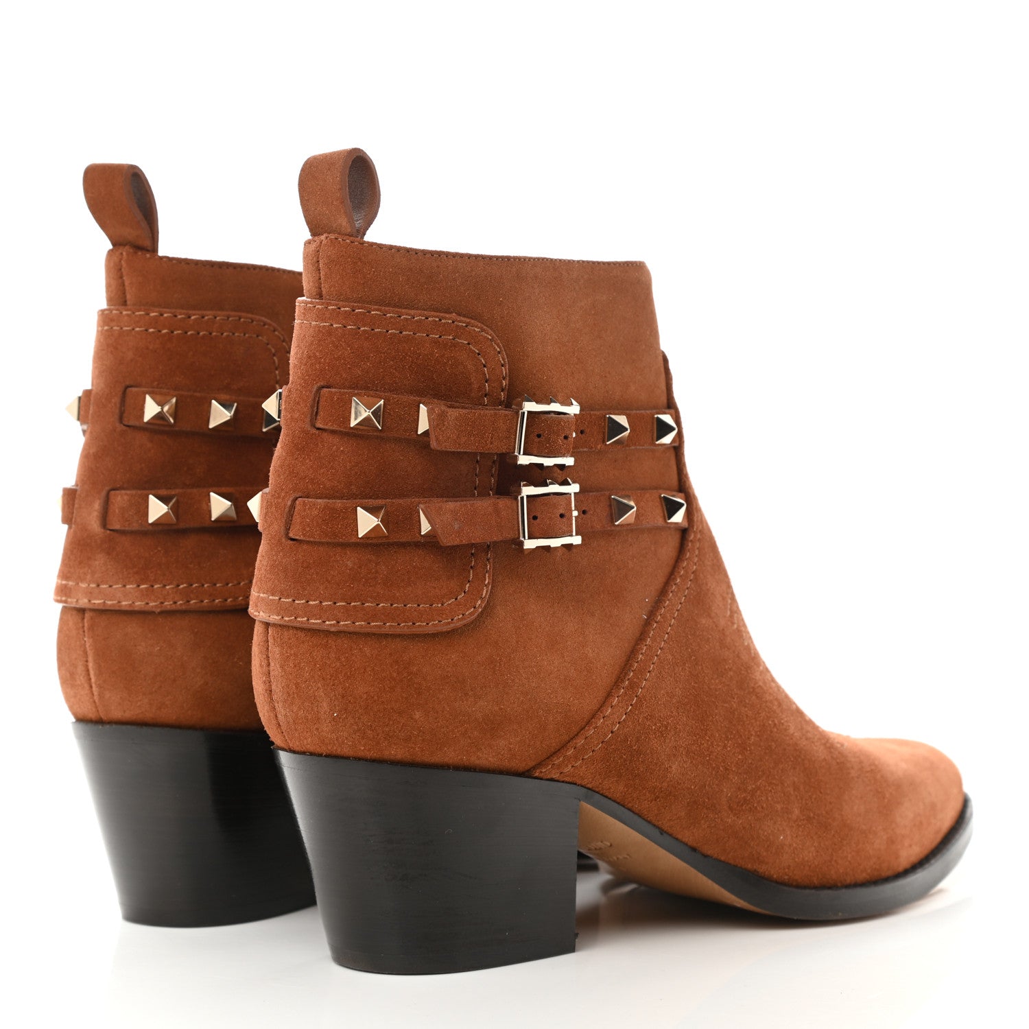 Valentino Garavani Suede Rockstud Double Buckle 50mm Cowboy Ankle Boots 40 Selleria 4 of 9