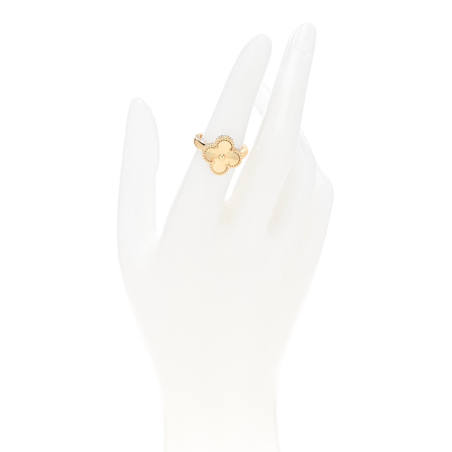 18K Yellow Gold Guilloche Vintage Alhambra Ring 52 6
