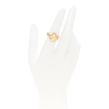 Van Cleef & Arpels 18K Yellow Gold Guilloche Vintage Alhambra Ring 52 6 2 of 5