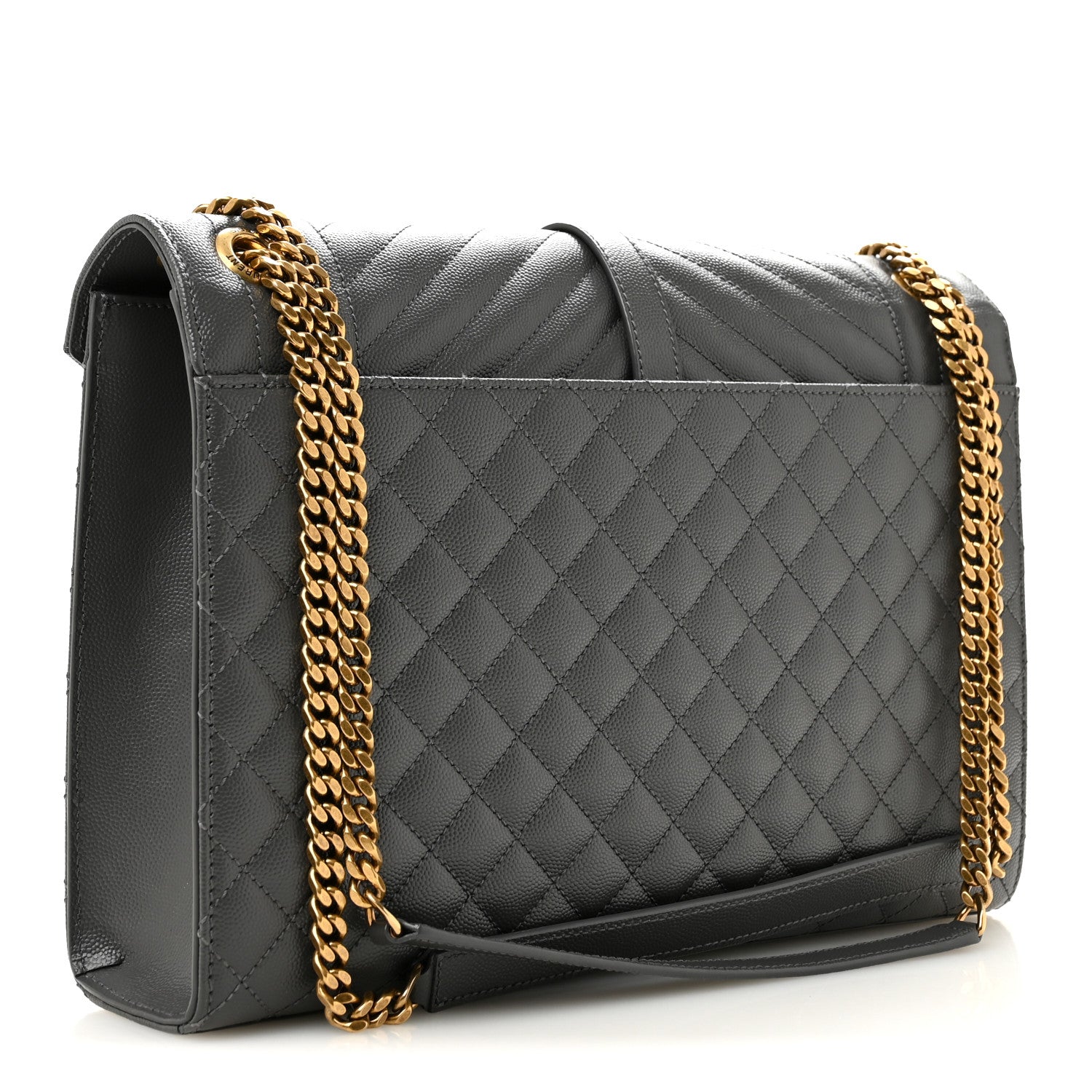 Saint Laurent Grain De Poudre Textured Mixed Matelasse Large Triquilt Monogram Satchel Storm Storm 3 of 11