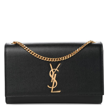 Saint Laurent Grain De Poudre Medium Classic Monogram Kate Satchel Black 1 of 9