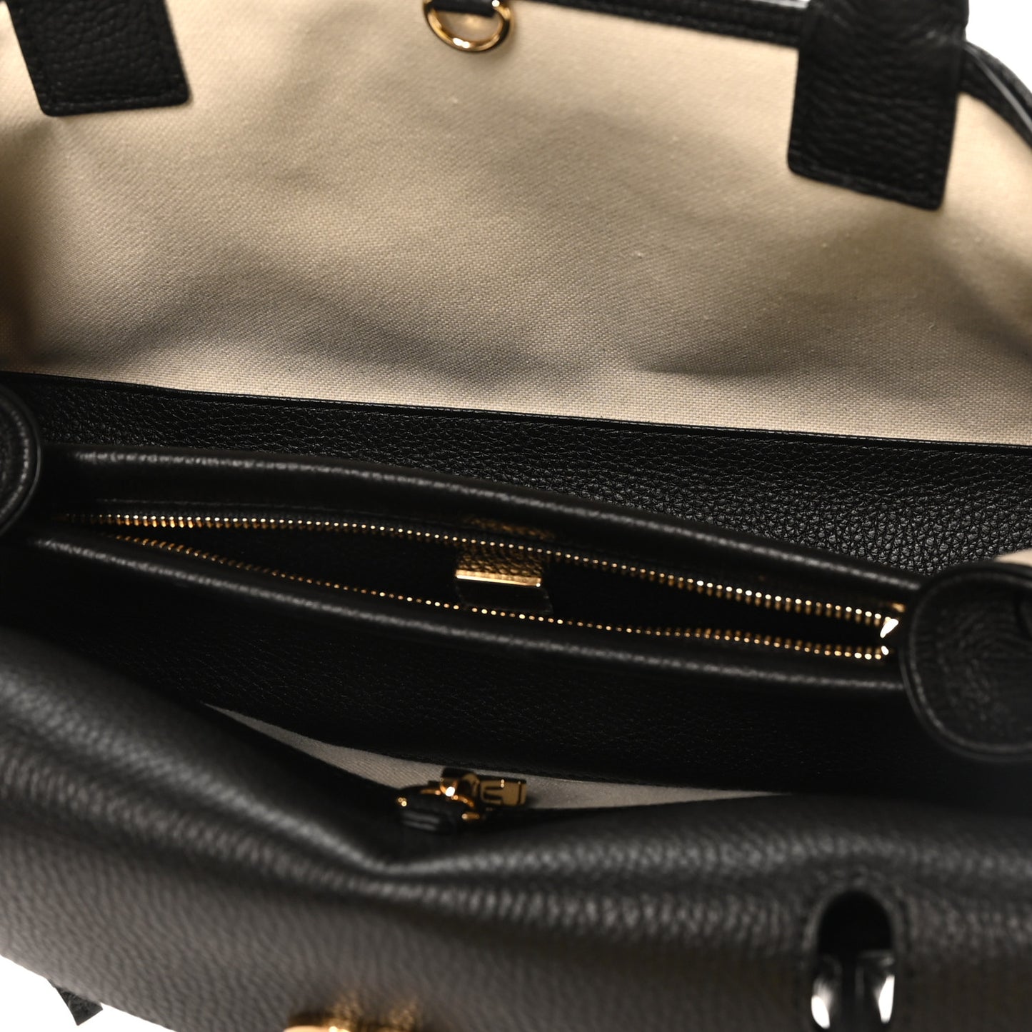Grained Calfskin Stitched Urban Essentials Small Shopping Bag Black