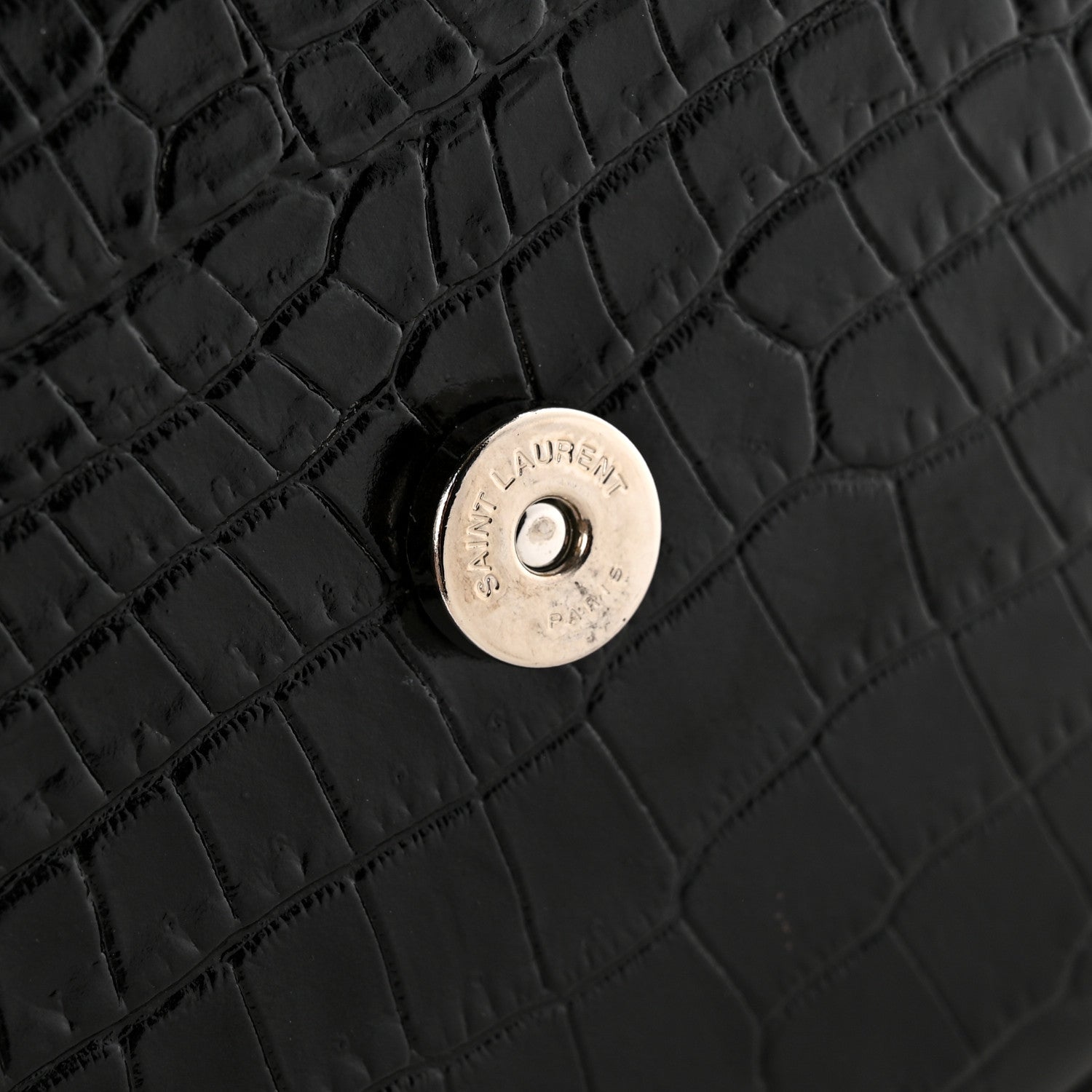 Saint Laurent Calfskin Crocodile Embossed Medium Monogram Sunset