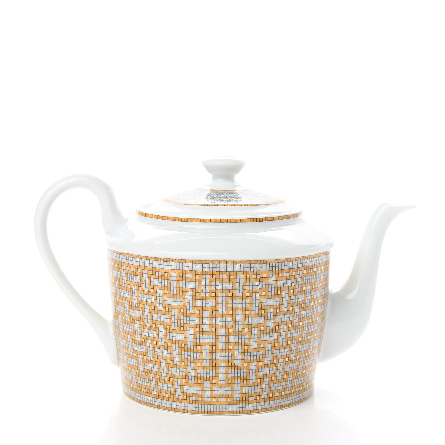 Hermes Porcelain 24 Gold Mosaique Teapot Cup Set Gold 3 of 12
