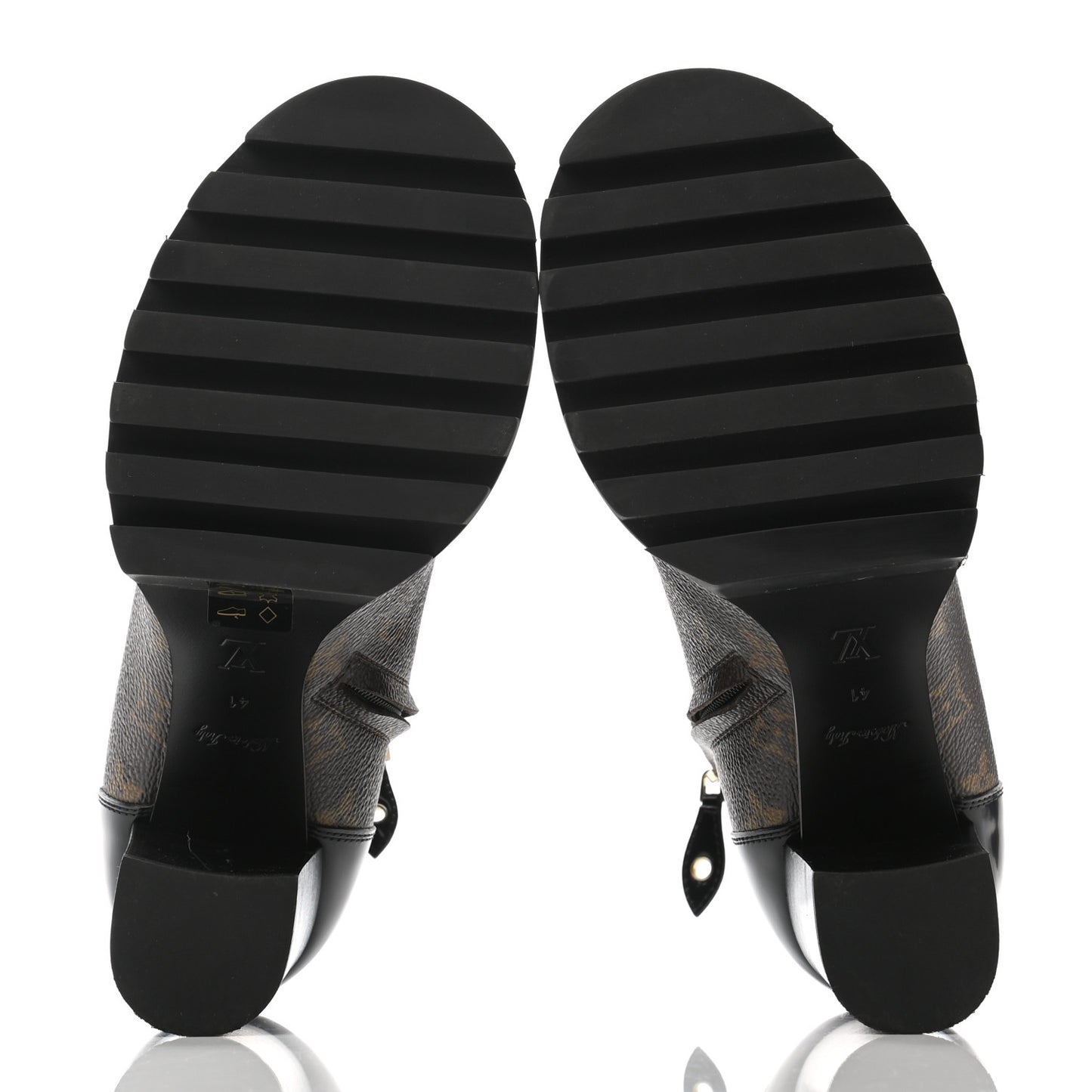 Patent Calfskin Monogram Star Trail Ankle Boots 41 Black