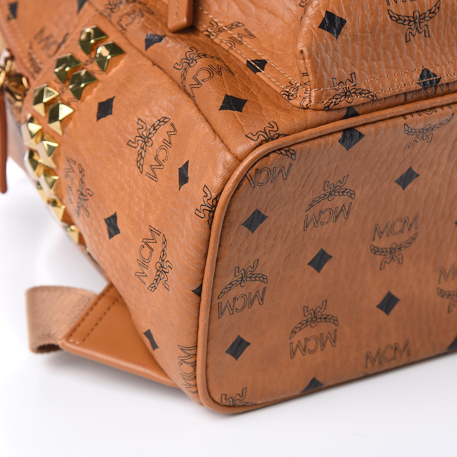 MCM Visetos Small Side Stud Stark Backpack Cognac 8 of 11