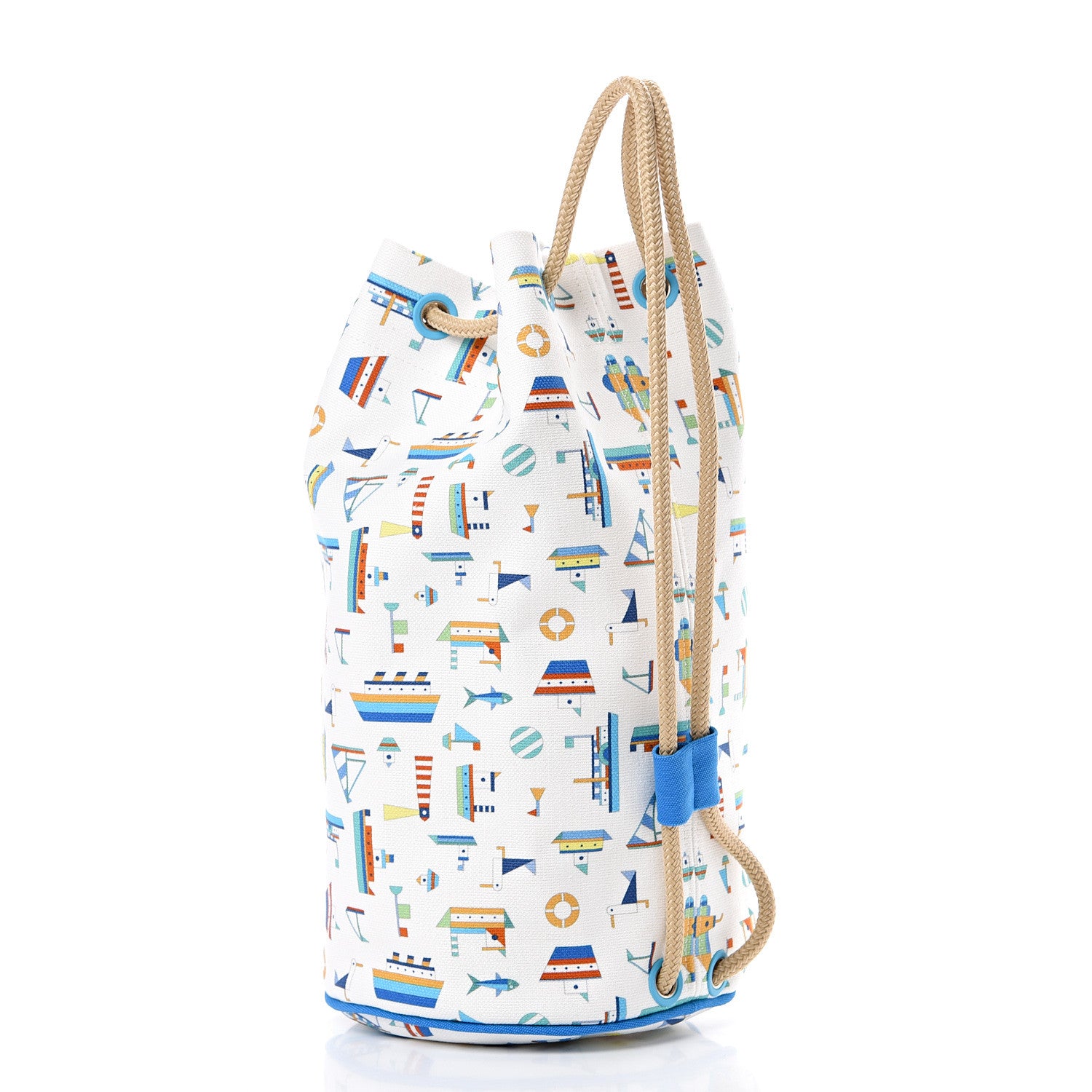 Hermes Canvas Petit Chalutier Duffle Bag Azur 2 of 10