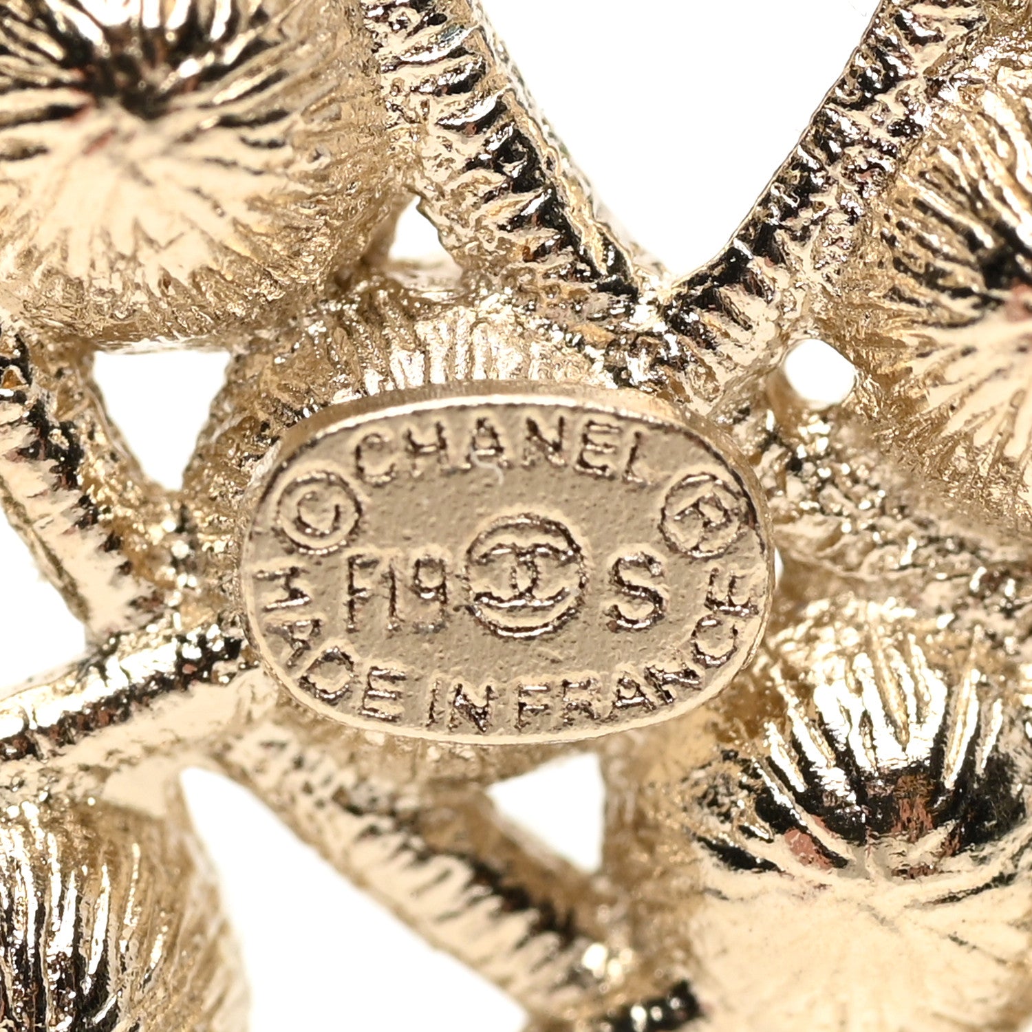 Chanel Crystal Textured CC Brooch Light Gold 5 of 5