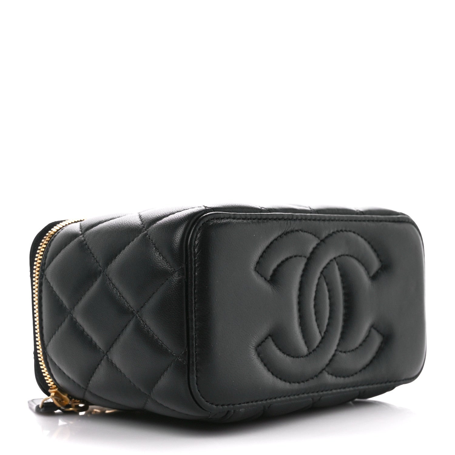 Chanel Lambskin Enamel Pearl Quilted Small Charm Me Vanity Case With Chain Black 4 of 12