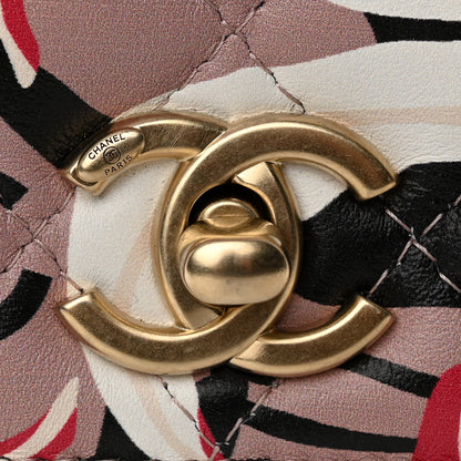 Chanel Calfskin Quilted Lily Floral Mini Coco Handle Flap Beige Black White Red 10 of 11