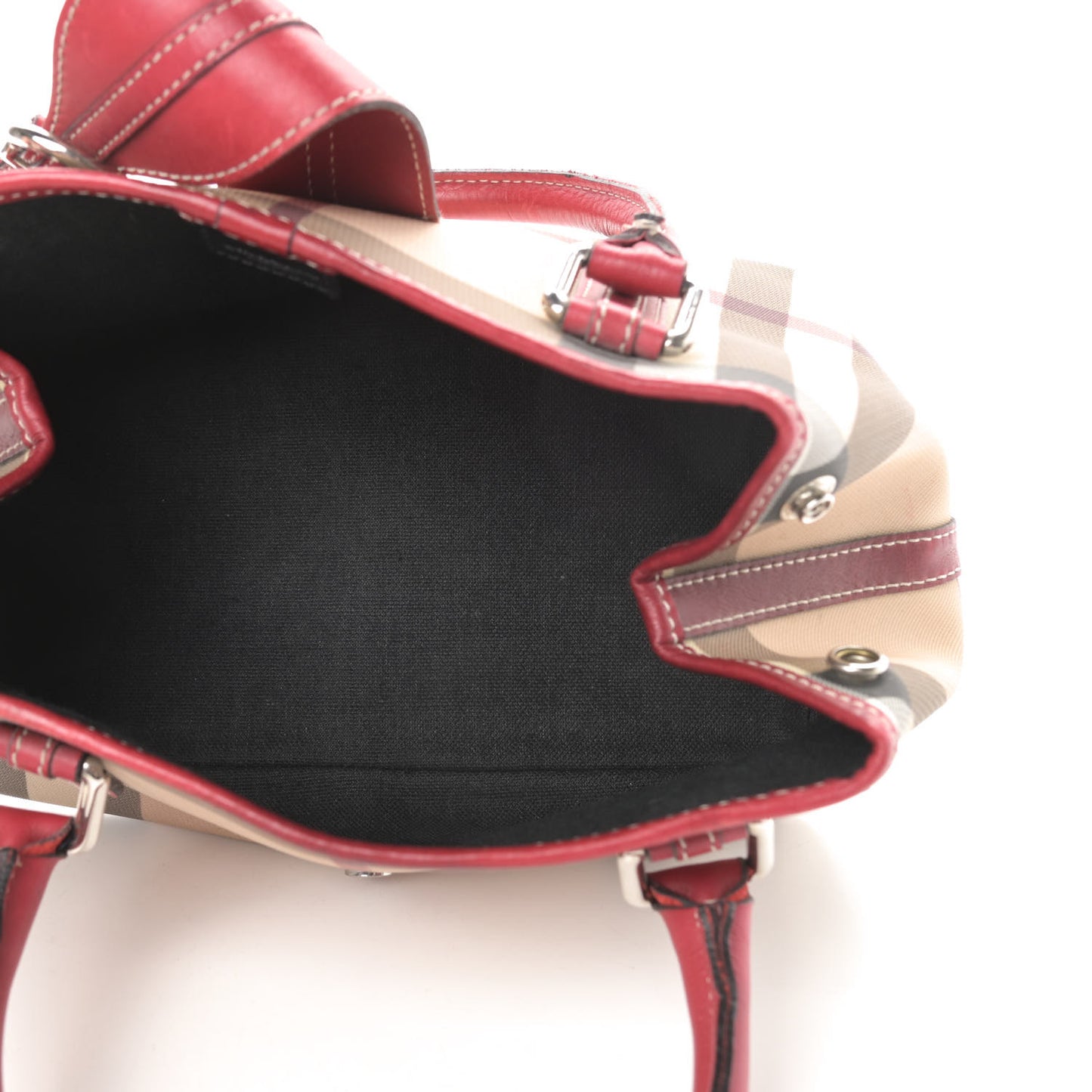 House Check Top Handle Bag Red