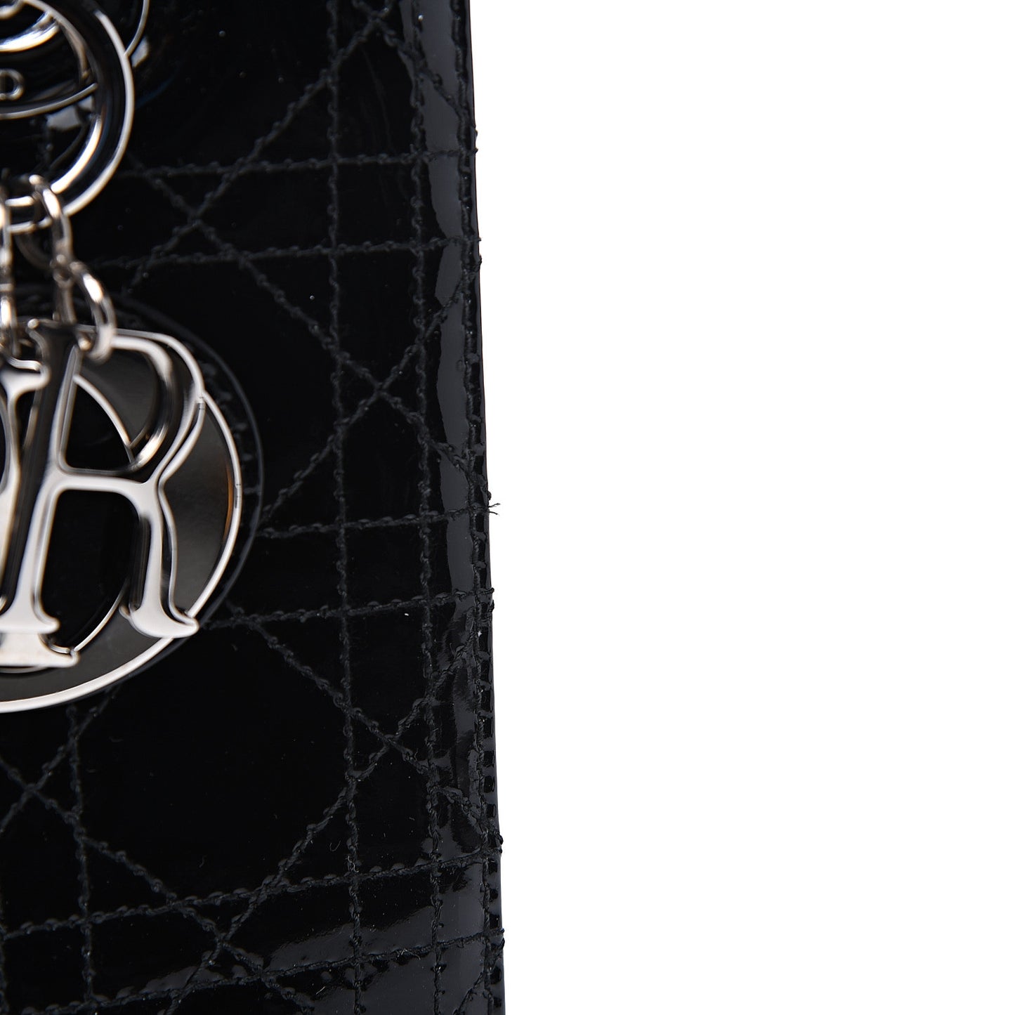 Patent Cannage Stitched Medium Lady Dior Black