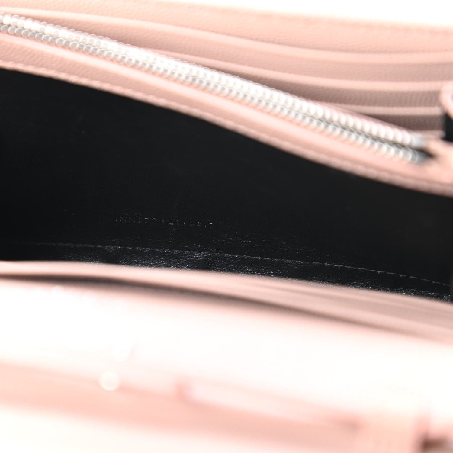 Saint Laurent Grain De Poudre Matelasse Chevron Monogram Chain Wallet Washed Light Pink 9 of 10