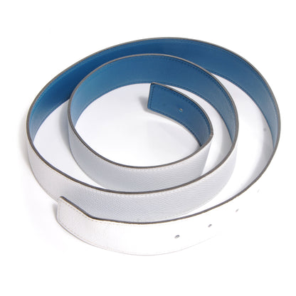 Hermes Epsom Swift Reversible 32mm Belt Strap 110 White Blue Jean 2 of 6
