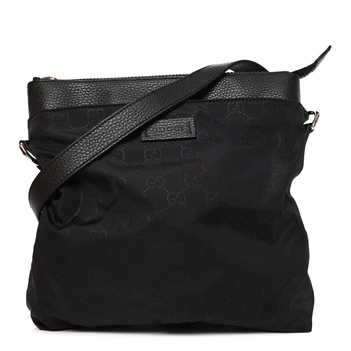 Nylon Monogram Dollar Calfskin Flat Messenger Bag Black