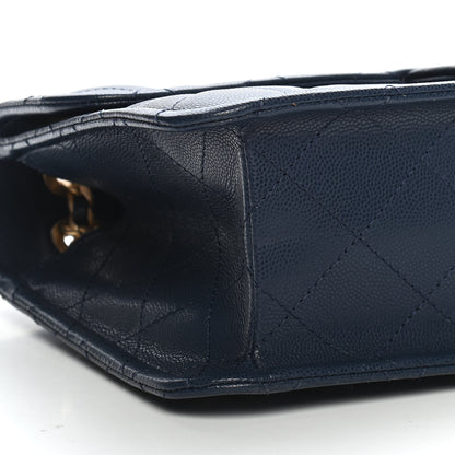 Chanel Caviar Quilted Large Sweet Classic Flap Navy Blue 8 of 9