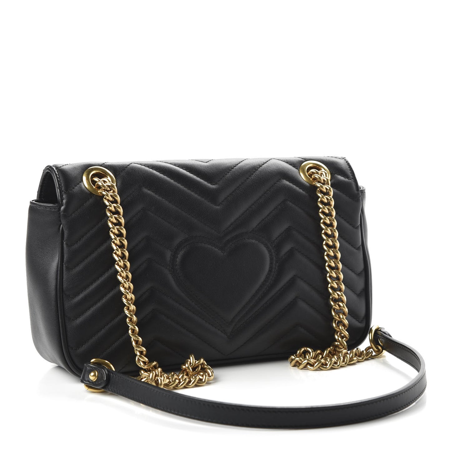 Calfskin Matelasse Small GG Marmont Shoulder Bag Black