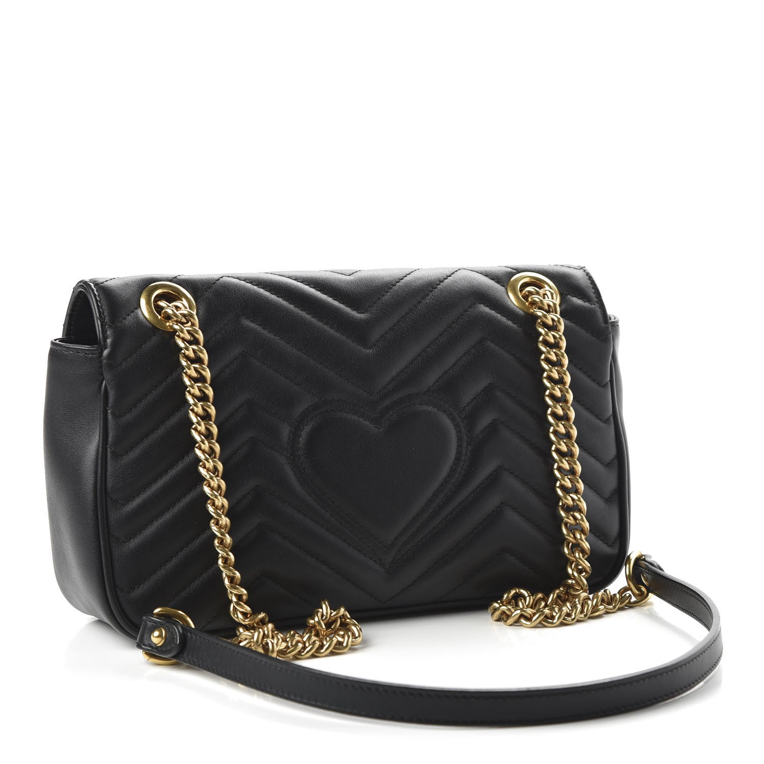 Gucci Calfskin Matelasse Small GG Marmont Shoulder Bag Black 3 of 10