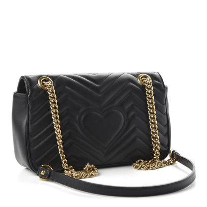 Gucci Calfskin Matelasse Small GG Marmont Shoulder Bag Black 3 of 10