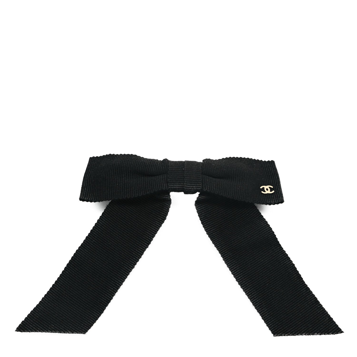 Chanel Grosgrain Bow CC Hair Clip Black 1 of 3