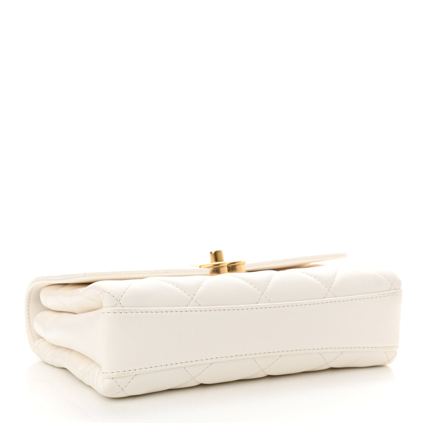 Lambskin Quilted Small CC Crystal Logo Chain Flap White