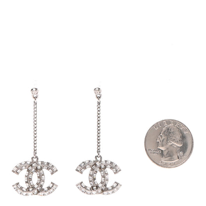 Chanel Baguette Crystal CC Drop Earrings Silver 2 of 4