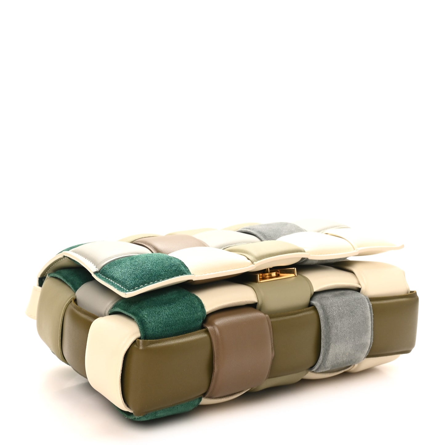 Nappa Suede Maxi Intreccio Padded Cassette Crossbody Bag Natural Soft Candy Sea Salt Multicolor