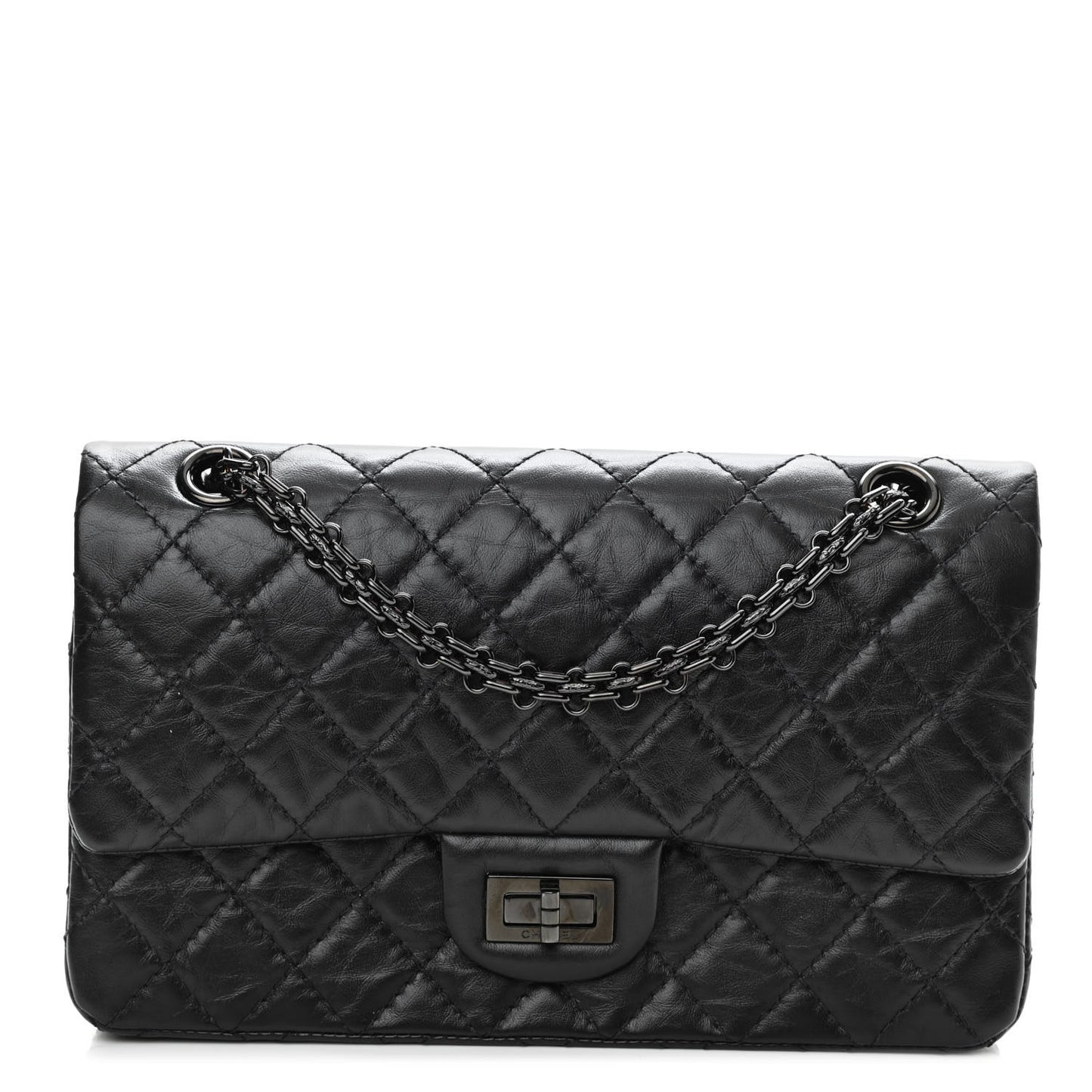 Aged Calfskin Quilted 2.55 Reissue 225 Flap So Black