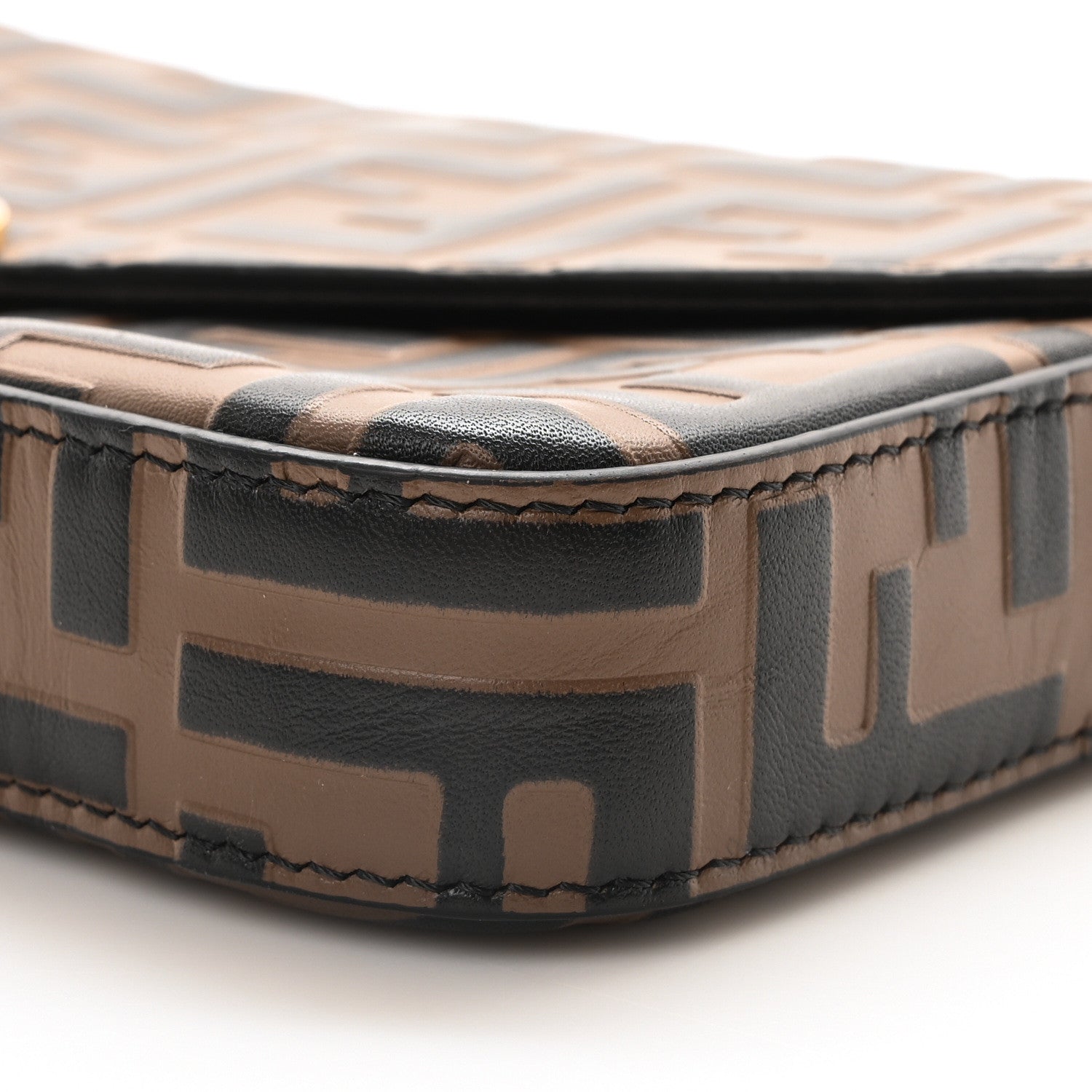 Fendi Vitello Soft F is Fendi Bi-Color FF 1974 Embossed Envelope Wallet On Chain with Pouches Maya Black 11 of 11