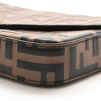 Fendi Vitello Soft F is Fendi Bi-Color FF 1974 Embossed Envelope Wallet On Chain with Pouches Maya Black 11 of 11