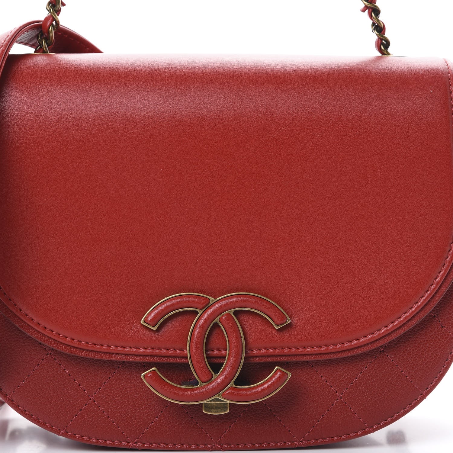 Chanel Shiny Calfskin Goatskin Quilted Small Coco Curve Messenger Flap Red 11 of 12