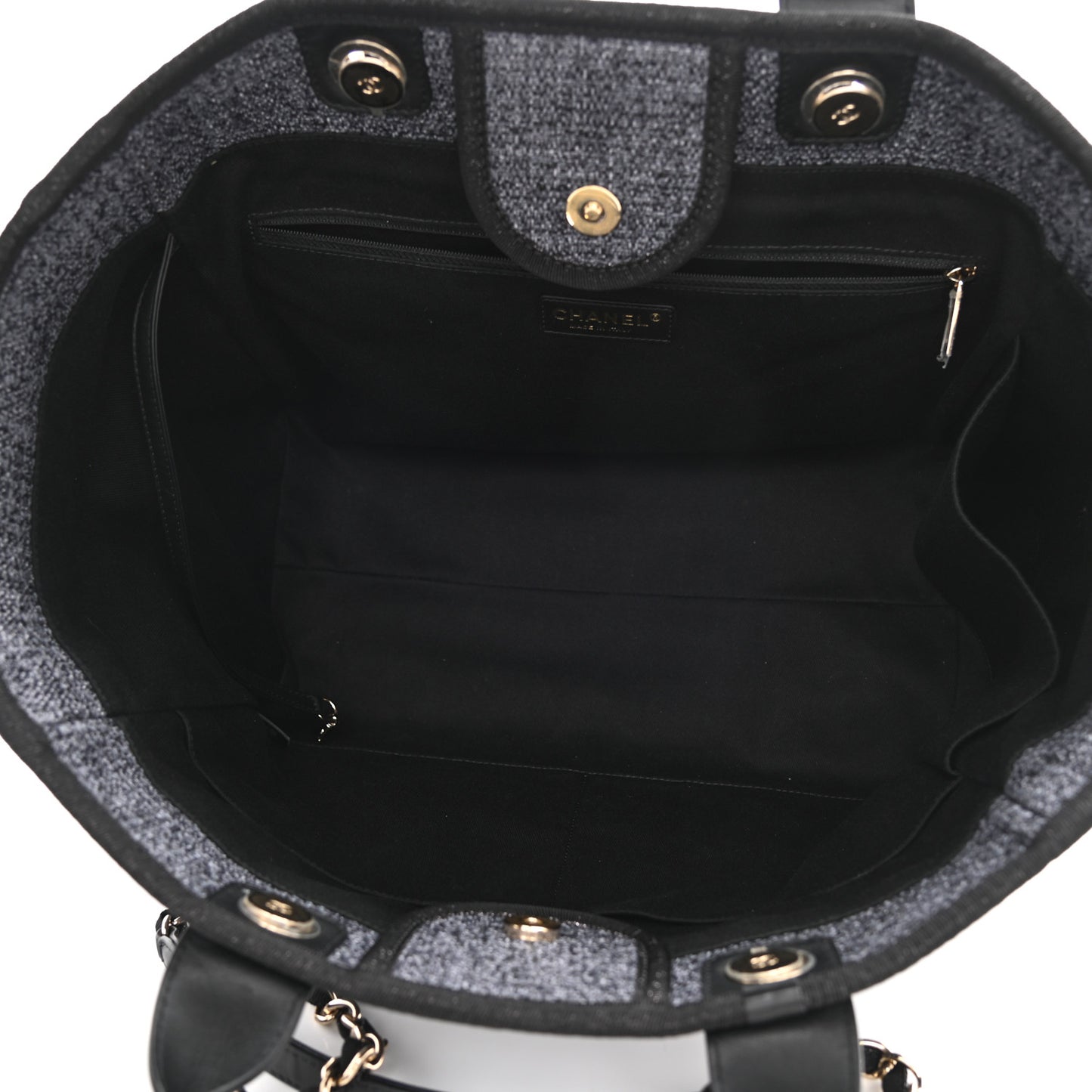 Lurex Boucle Medium Deauville Tote Black