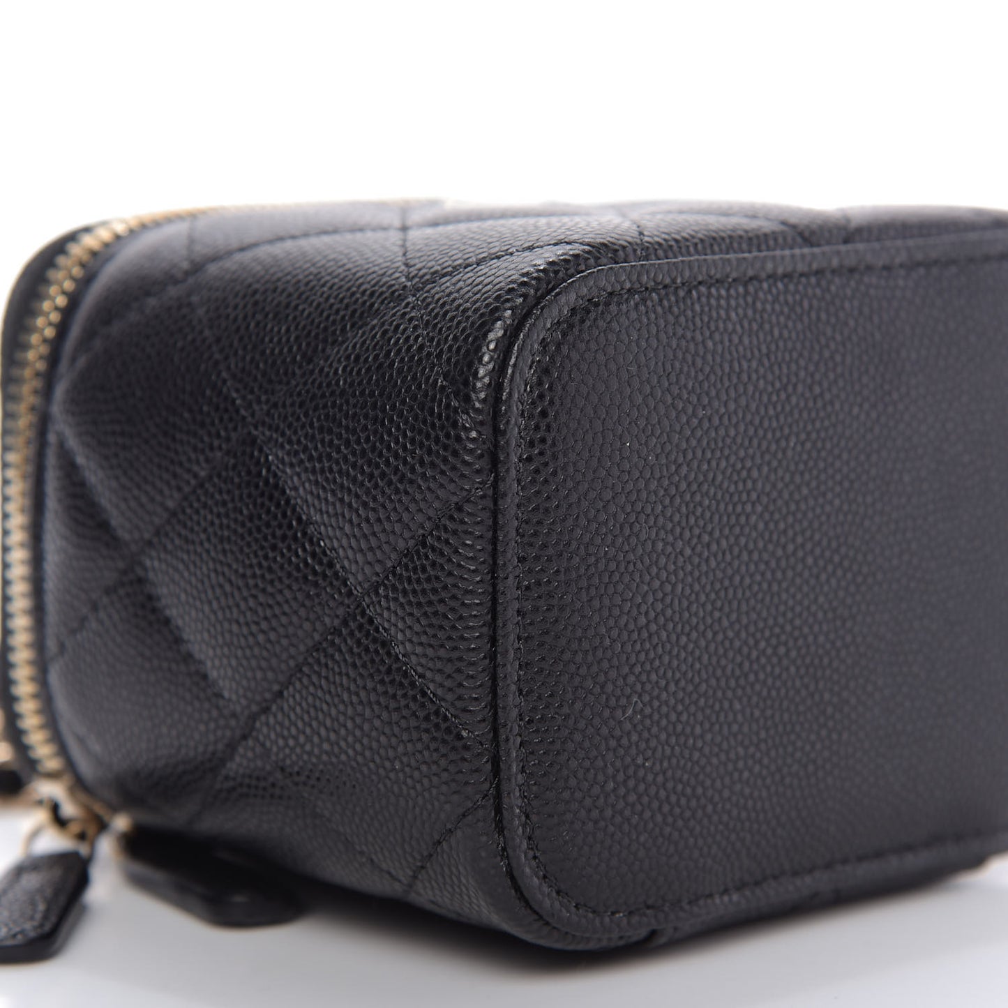 Caviar Quilted Mini Vanity Case With Chain Black