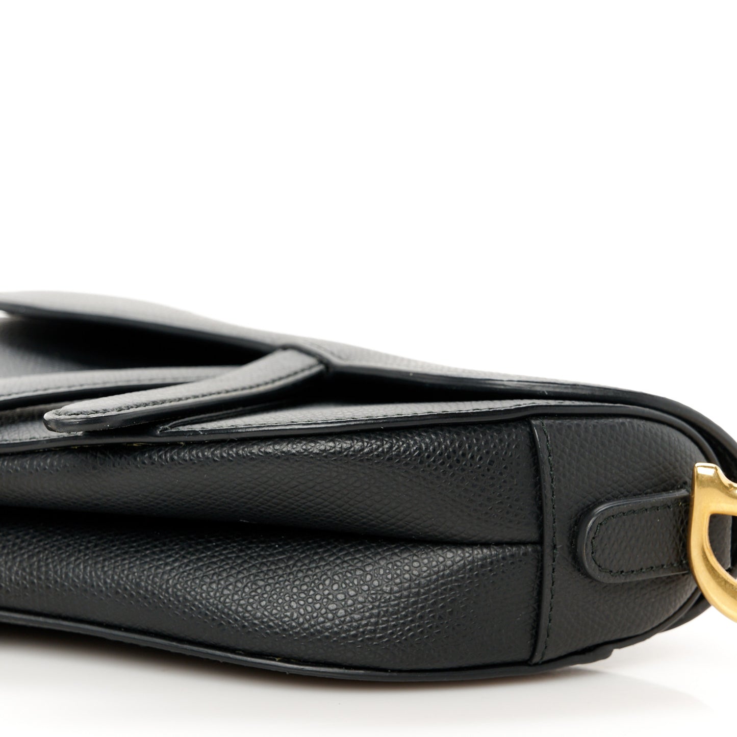 Grained Calfskin Mini Saddle Bag Black